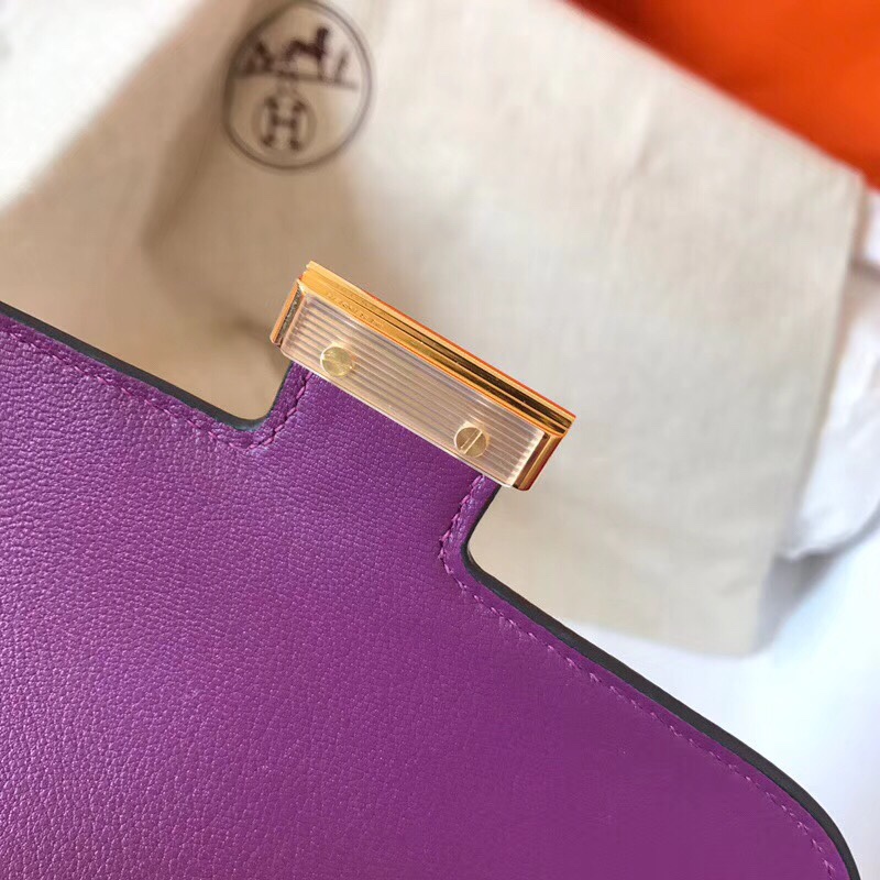 Hermes Constance 24cm Shoulder Bag In Anemone Epsom Leather